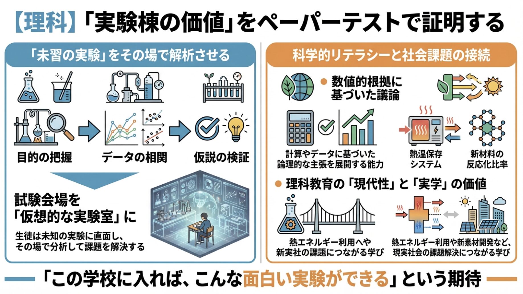 【理科】「実験棟の価値」をペーパーテストで証明する