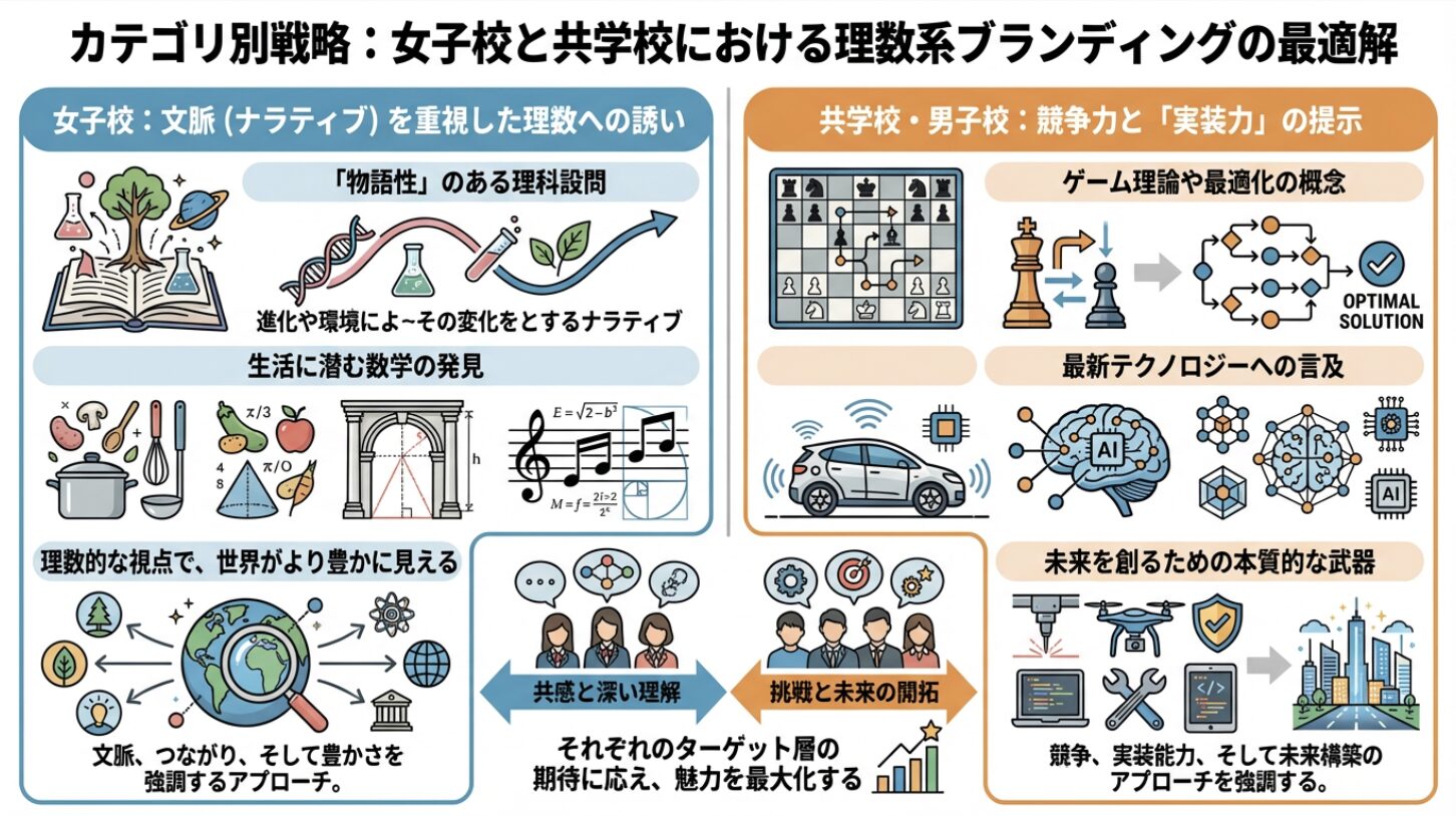 カテゴリ別戦略:女子校と共学校における理数系ブランディングの最適解