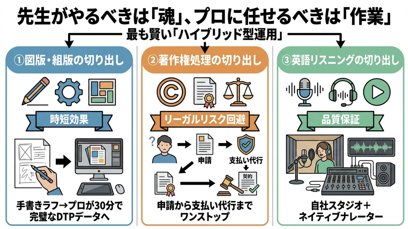 先生がやるべきは「魂(コンセプト)」、プロに任せるべきは「作業(実務)」