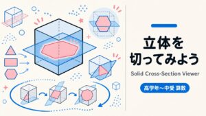 立体を切ってみよう インタラクティブ教材の制作サンプル|出版社・学習塾向け算数(立体図形)教材制作のサンプル